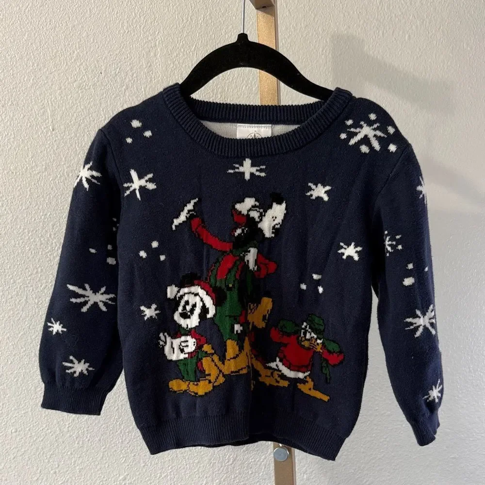 Disney- Mickey and Friends Navy Holiday Sweater - Size 18-24m
